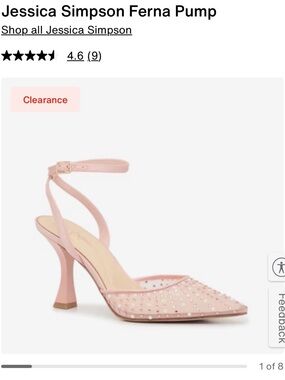 Jessica Simpson Blush Pink Crystal-Embellished Ankle-Strap Pump